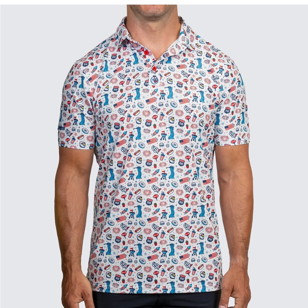 Birdieboss Golf USA Polo White NWT XL